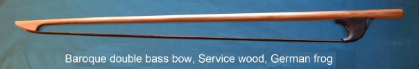 Baroque double bass bow, Service wood, German frog