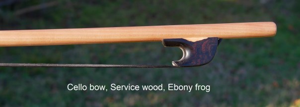 Cello bow, Service wood, Ebony frog
